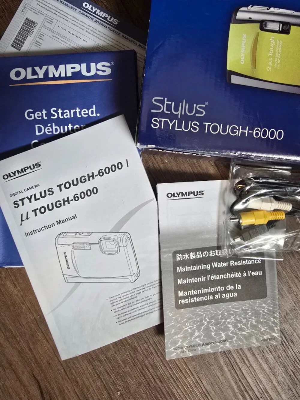 Olympus Stylus Tough 6000 Box Manuals Cable Kit Only NO CAMERA Replacement Packa